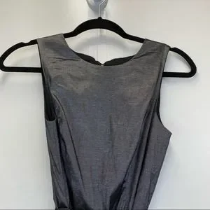 Tommy Hilfiger | Dresses | Tommy Hilfiger Dress 4 Dark Gray Metallic  Stretch Taffeta Fit Flare Tie Front | Poshmark
